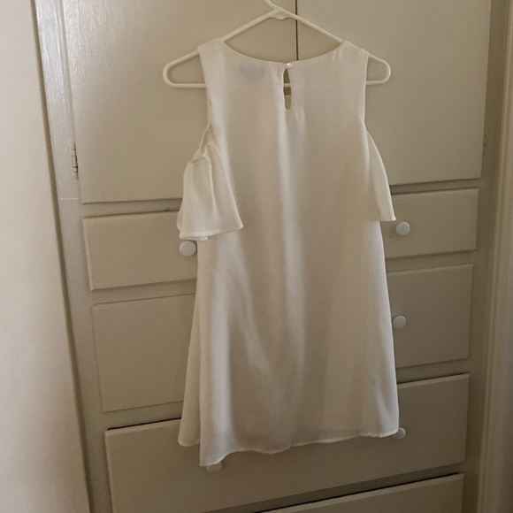 white dress with peek-a-boo shoulders - Picture 3 of 4